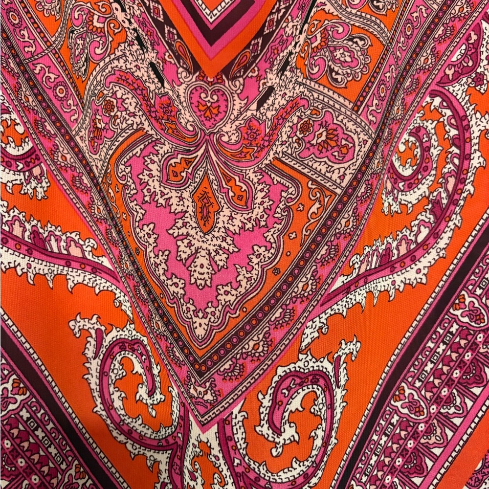 Boho style Vibrant Pink and Orange Women's Top - Picture 8 of 8